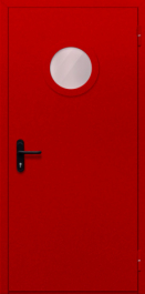 Фото двери «Однопольная с круглым стеклом (красная)» в Краснодару