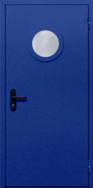 Фото двери «Однопольная с круглым стеклом (синяя)» в Краснодару